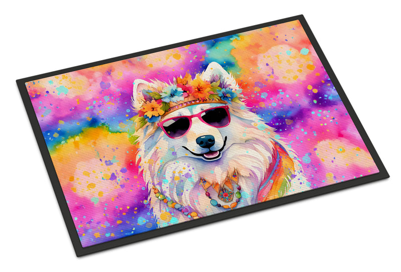 Samoyed Hippie Dawg Doormat - 18X27 Indoor / Outdoor Rug | Made in USA