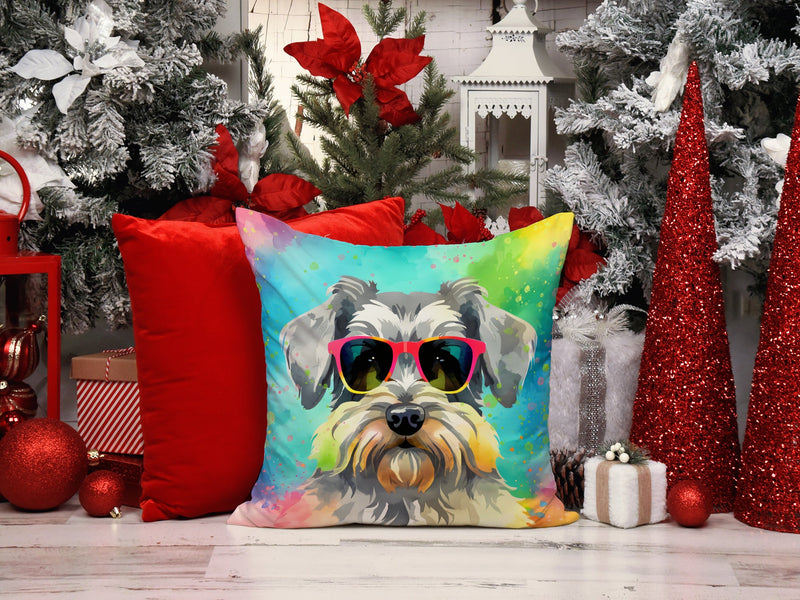 Schnauzer Hippie Dawg Fabric Decorative Pillow