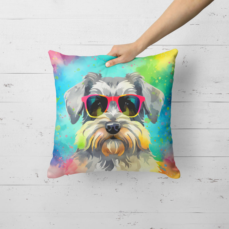 Schnauzer Hippie Dawg Fabric Decorative Pillow