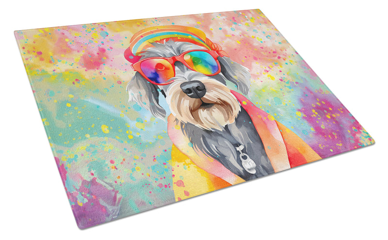 Schnauzer Hippie Dawg Glass Cutting Boards – Durable, Decorative Kitchen Art Large