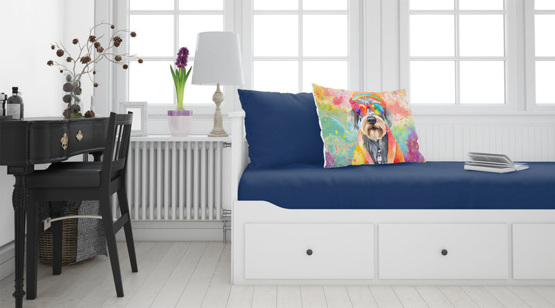 Schnauzer Hippie Dawg Standard Pillowcase – Artistic Decorative Front, White Back