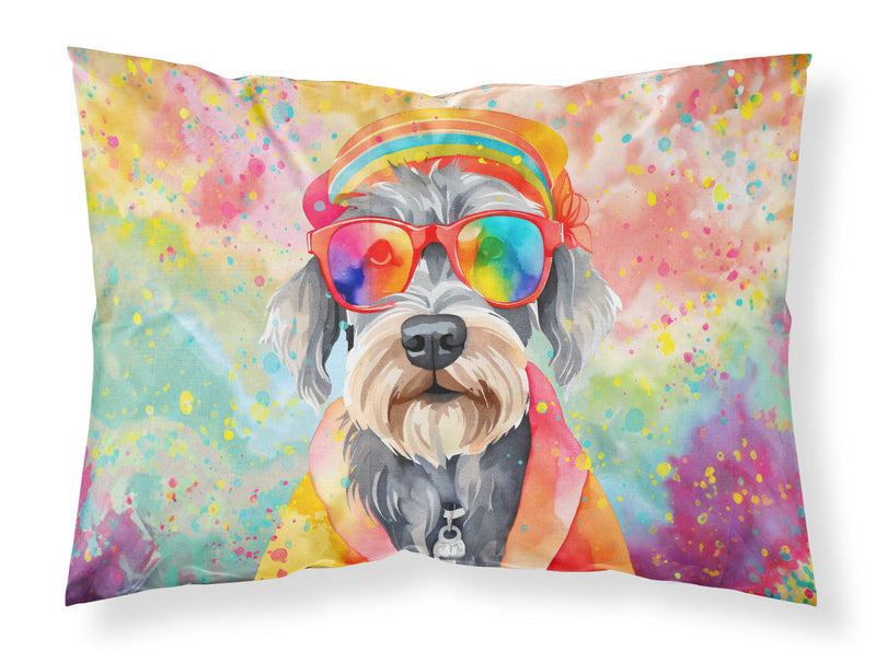 Schnauzer Hippie Dawg Standard Pillowcase – Artistic Decorative Front, White Back