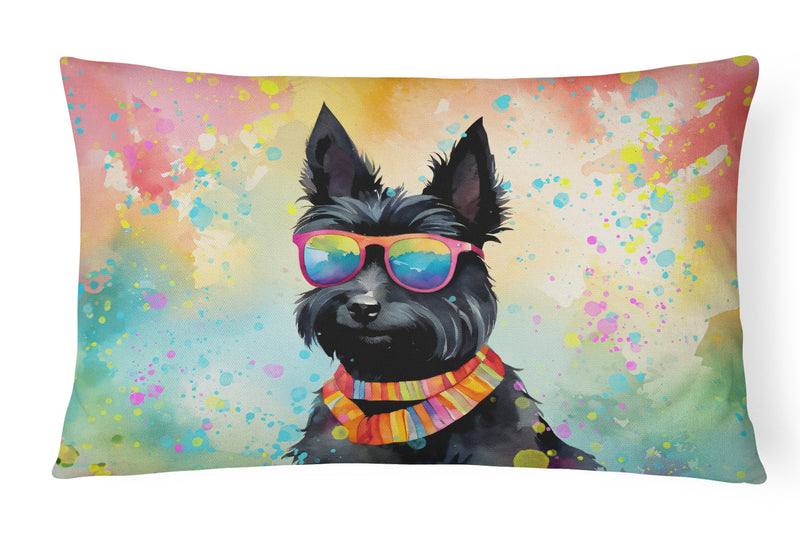 Scottish Terrier Hippie Dawg Fabric Decorative Pillow