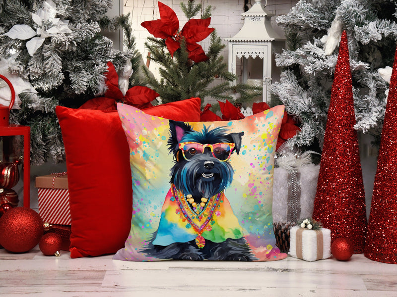 Scottish Terrier Hippie Dawg Fabric Decorative Pillow