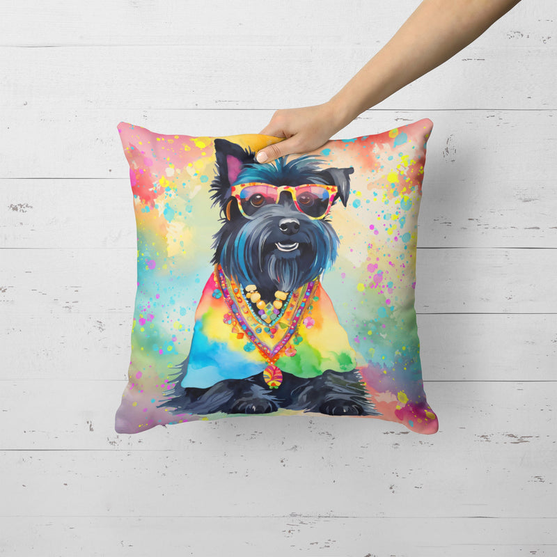 Scottish Terrier Hippie Dawg Fabric Decorative Pillow