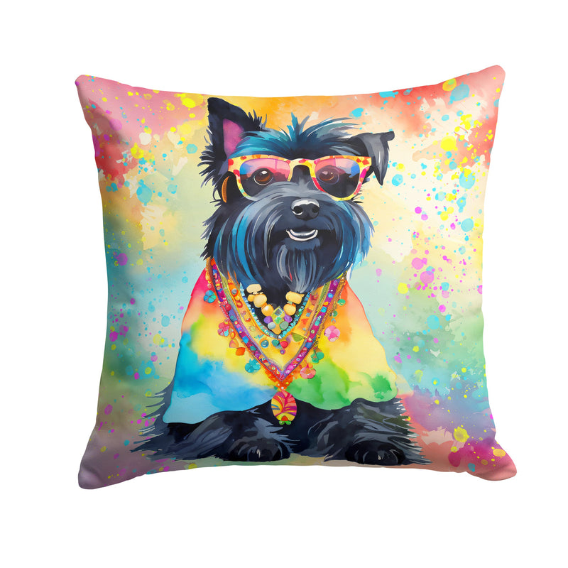 Scottish Terrier Hippie Dawg Fabric Decorative Pillow