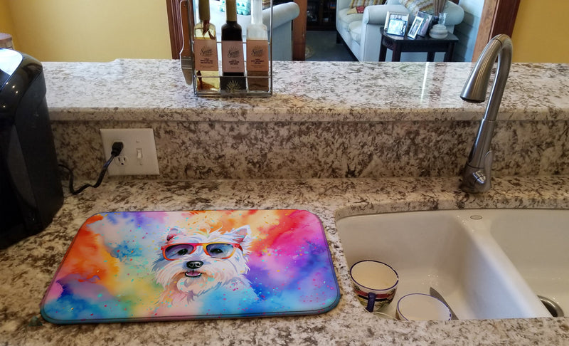 Westie Hippie Dawg Dish Drying Mat