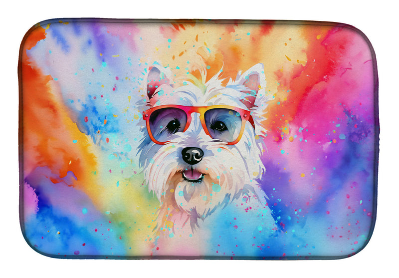 Westie Hippie Dawg Dish Drying Mat