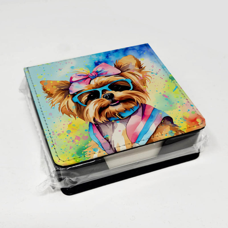 Yorkshire Terrier Hippie Dawg PU Leather Note Paper Holder