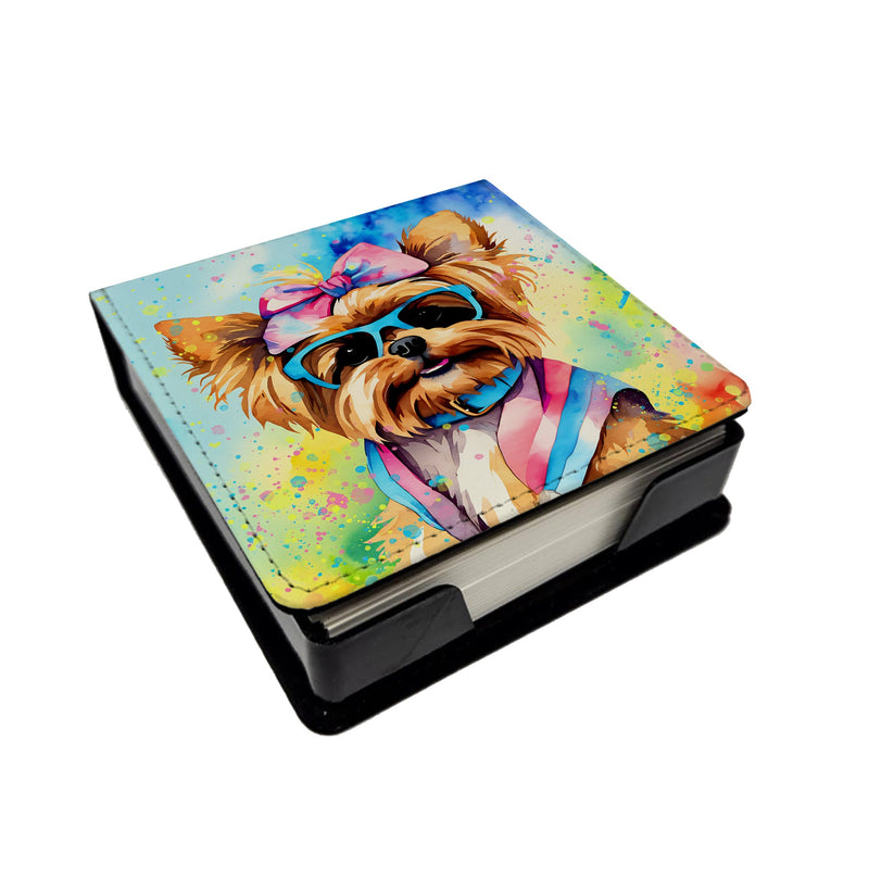 Yorkshire Terrier Hippie Dawg PU Leather Note Paper Holder