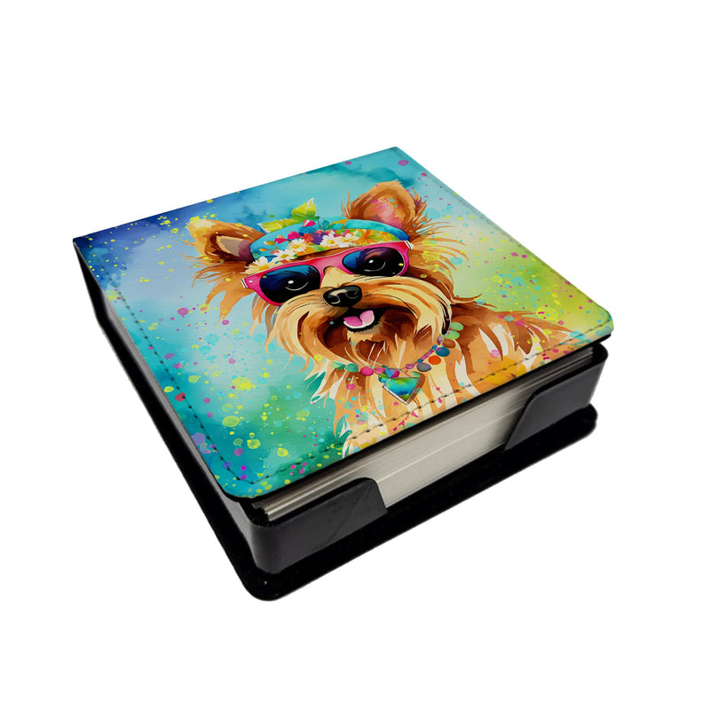 Yorkshire Terrier Hippie Dawg PU Leather Note Paper Holder