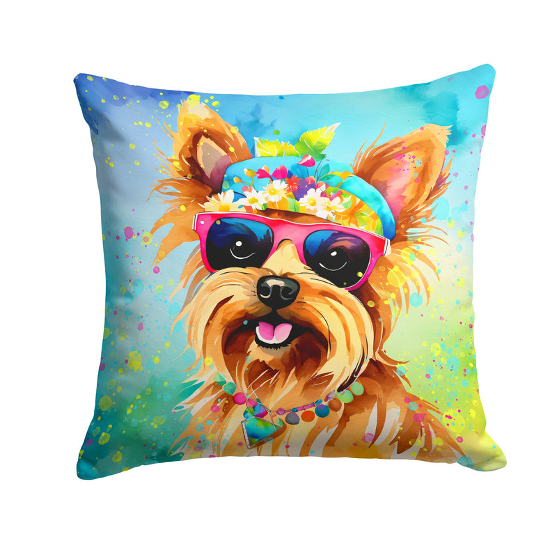 Yorkshire Terrier Hippie Dawg Fabric Decorative Pillow