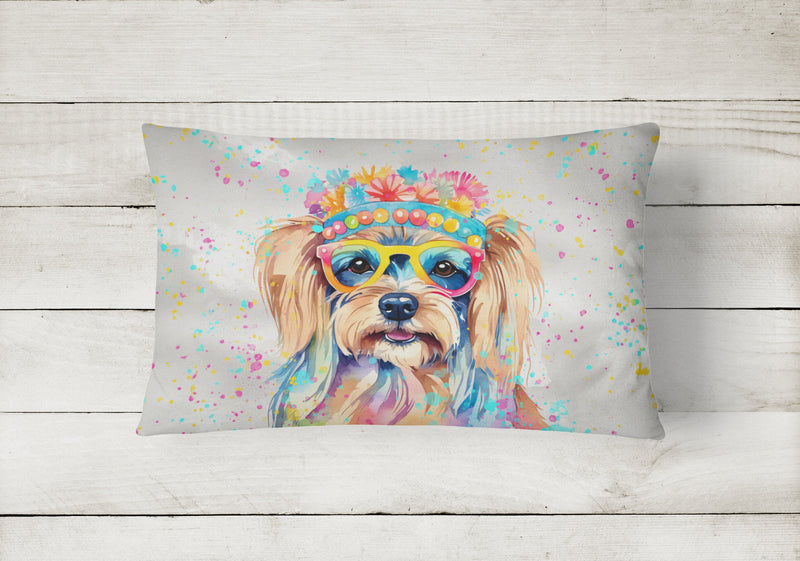 Yorkshire Terrier Hippie Dawg Fabric Decorative Pillow