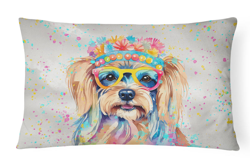 Yorkshire Terrier Hippie Dawg Fabric Decorative Pillow