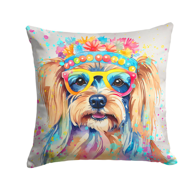 Yorkshire Terrier Hippie Dawg Fabric Decorative Pillow