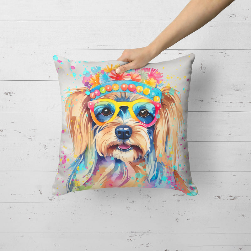 Yorkshire Terrier Hippie Dawg Fabric Decorative Pillow