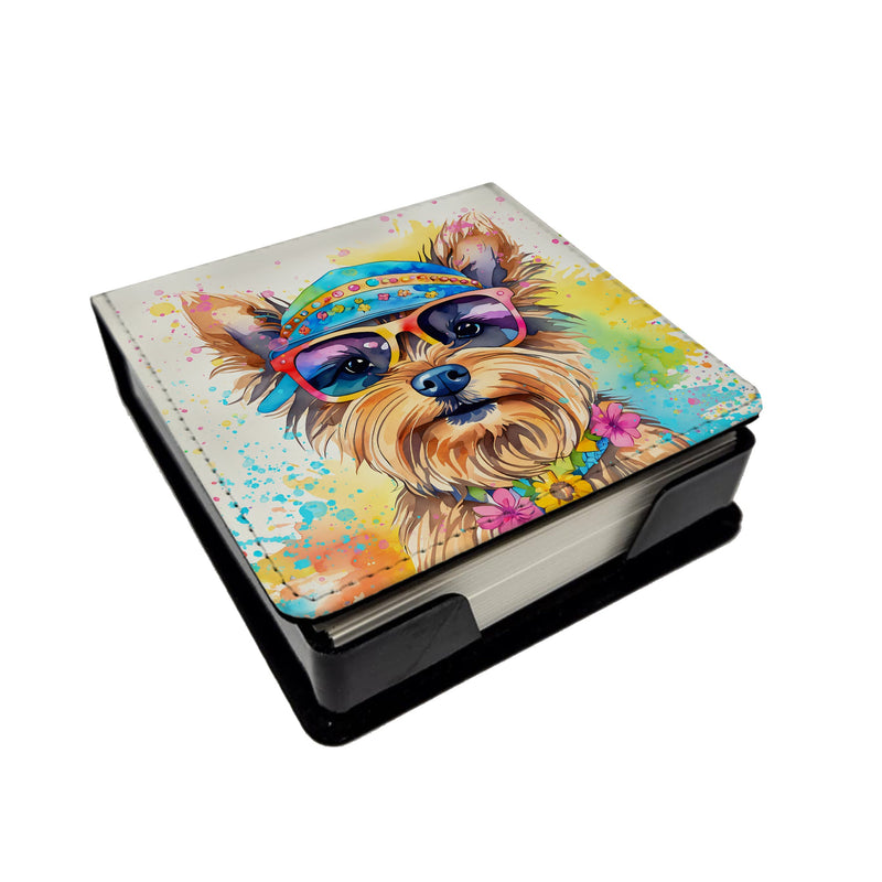 Yorkshire Terrier Hippie Dawg PU Leather Note Paper Holder