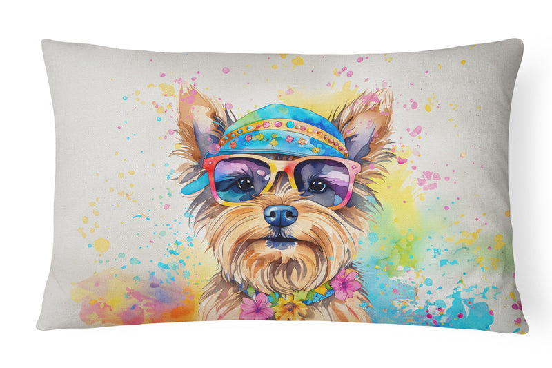 Yorkshire Terrier Hippie Dawg Fabric Decorative Pillow