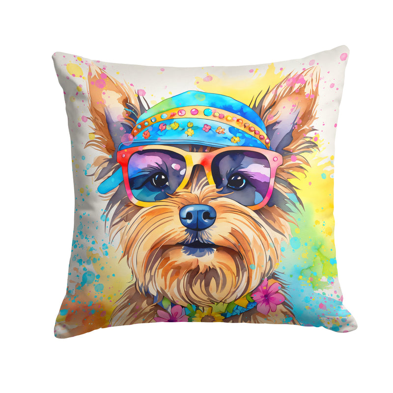 Yorkshire Terrier Hippie Dawg Fabric Decorative Pillow