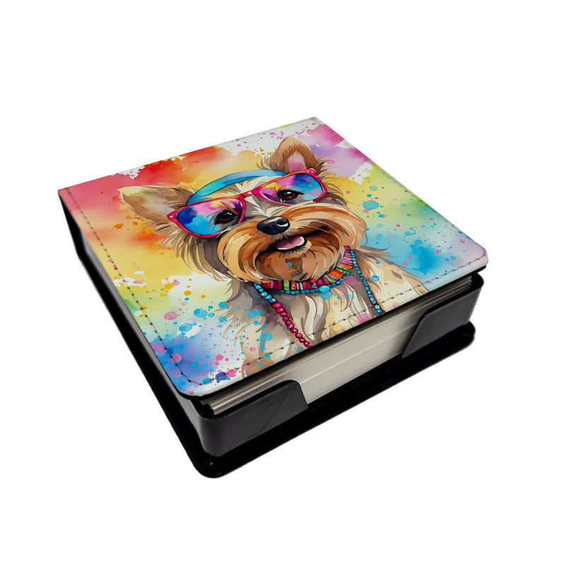 Yorkshire Terrier Hippie Dawg PU Leather Note Paper Holder