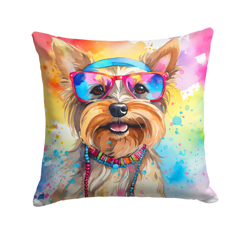 Yorkshire Terrier Hippie Dawg Fabric Decorative Pillow