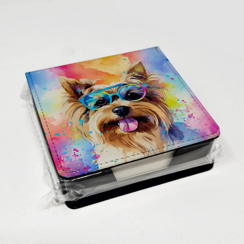 Yorkshire Terrier Hippie Dawg PU Leather Note Paper Holder