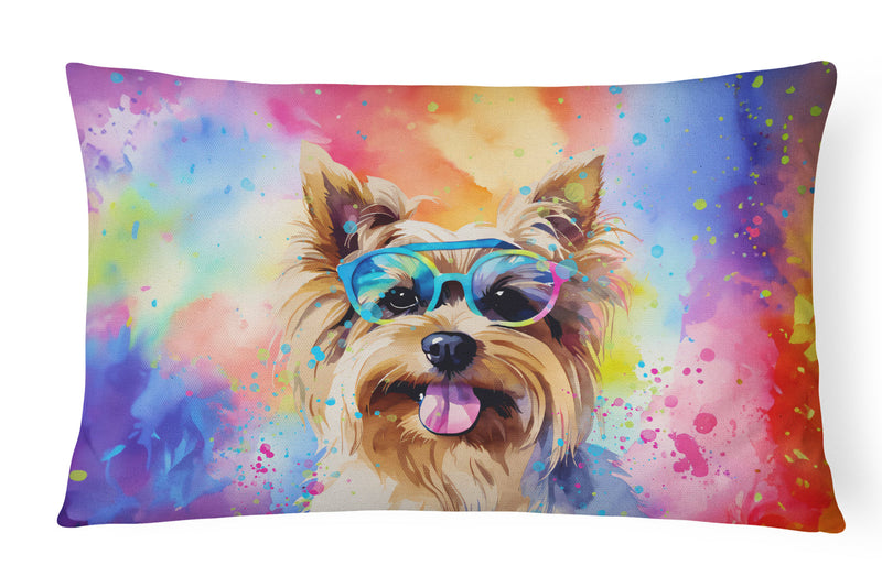 Yorkshire Terrier Hippie Dawg Fabric Decorative Pillow