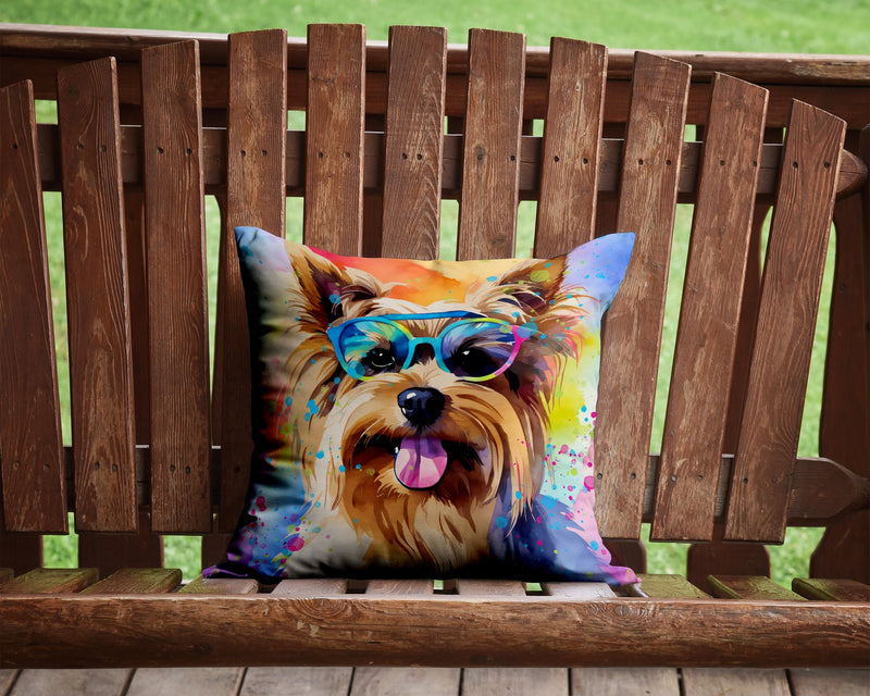 Yorkshire Terrier Hippie Dawg Fabric Decorative Pillow