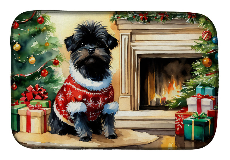 Affenpinscher Cozy Christmas Dish Drying Mat