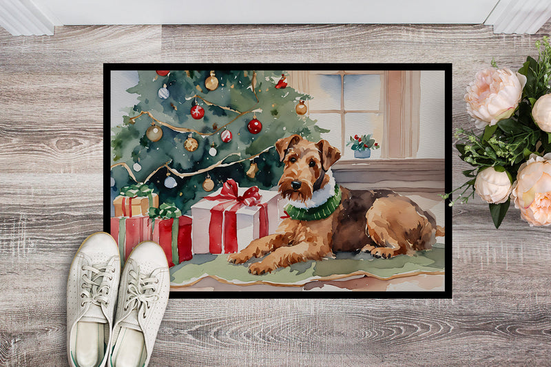 Airedale Terrier Cozy Christmas Doormat - Large 24x36 – Indoor/Outdoor Floor Mat with Artistic Flair