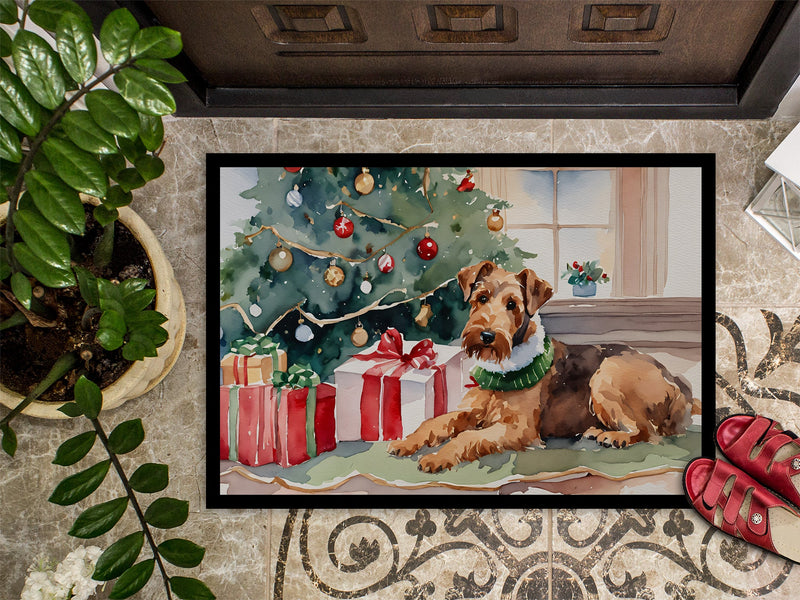 Airedale Terrier Cozy Christmas Doormat - Large 24x36 – Indoor/Outdoor Floor Mat with Artistic Flair