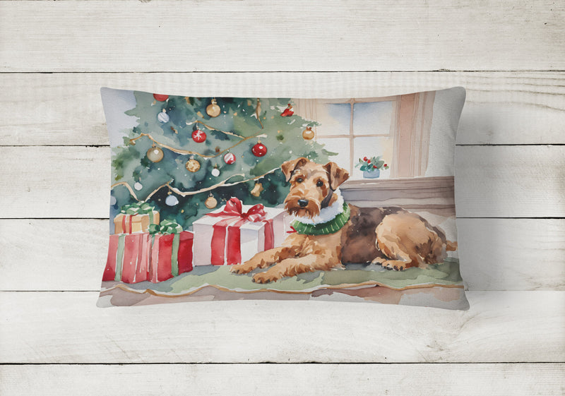 Airedale Terrier Cozy Christmas Throw Pillow