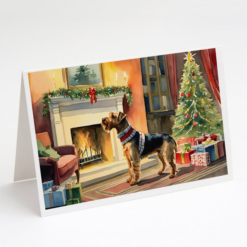 Airedale Terrier Cozy Christmas Greeting Cards Pack of 8