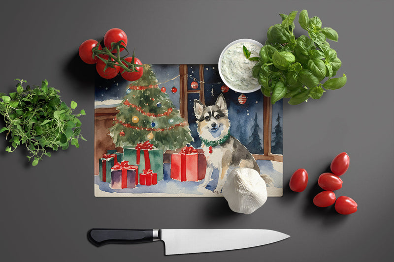 Alaskan Klee Kai Cozy Christmas Glass Cutting Boards – Durable, Decorative Kitchen Art Large