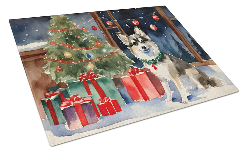 Alaskan Klee Kai Cozy Christmas Glass Cutting Boards – Durable, Decorative Kitchen Art Large