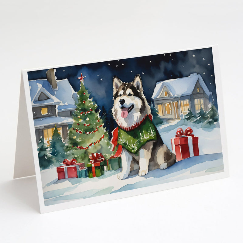 Alaskan Malamute Cozy Christmas Greeting Cards Pack of 8