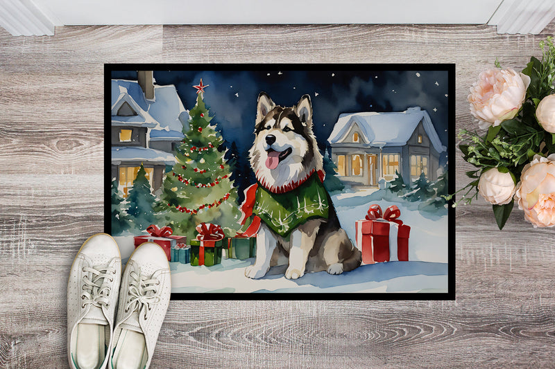 Alaskan Malamute Cozy Christmas Doormat - Large 24x36 – Indoor/Outdoor Floor Mat with Artistic Flair