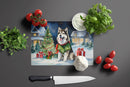 Alaskan Malamute Cozy Christmas Glass Cutting Boards – Durable, Decorative Kitchen Art Large