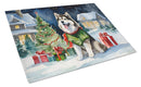 Alaskan Malamute Cozy Christmas Glass Cutting Boards – Durable, Decorative Kitchen Art Large