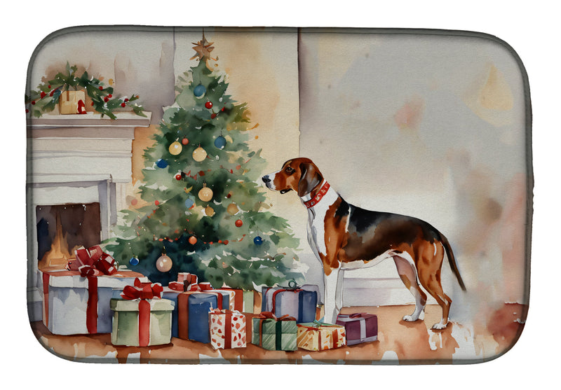 American English Coonhound Cozy Christmas Dish Drying Mat