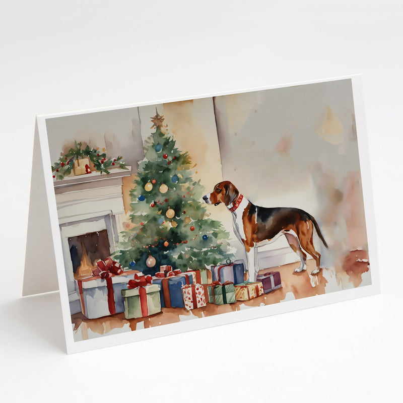 American English Coonhound Cozy Christmas Greeting Cards Pack of 8