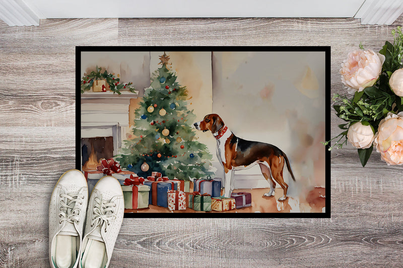 American English Coonhound Cozy Christmas Doormat - Large 24x36 – Indoor/Outdoor Floor Mat with Artistic Flair