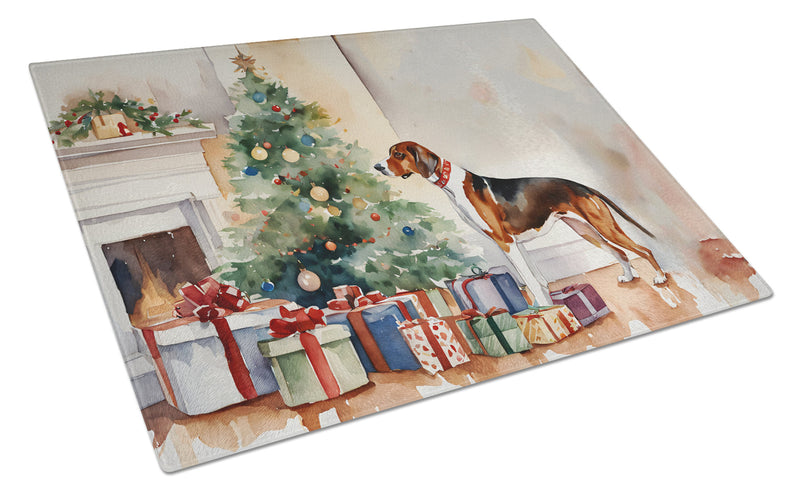 American English Coonhound Cozy Christmas Glass Cutting Board Large