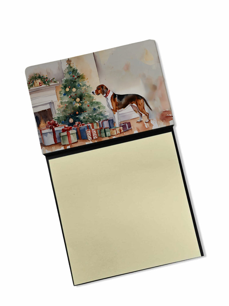 American English Coonhound Cozy Christmas Sticky Note Holder- Refiilable Desk Accessory Note Pad