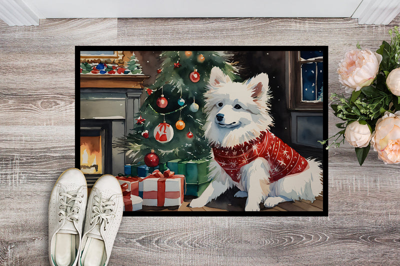American Eskimo Cozy Christmas Doormat - Large 24x36 – Indoor/Outdoor Floor Mat with Artistic Flair