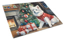 American Eskimo Cozy Christmas Glass Cutting Boards – Durable, Decorative Kitchen Art Large