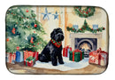 Black Russian Terrier Cozy Christmas Dish Drying Mat