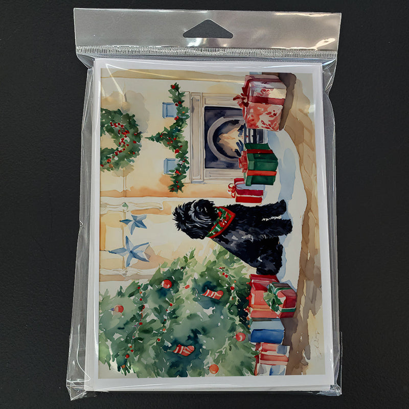 Black Russian Terrier Cozy Christmas Greeting Cards - Blank Note Cards – 8-Pack of Artist-Designed Cards with Envelopes