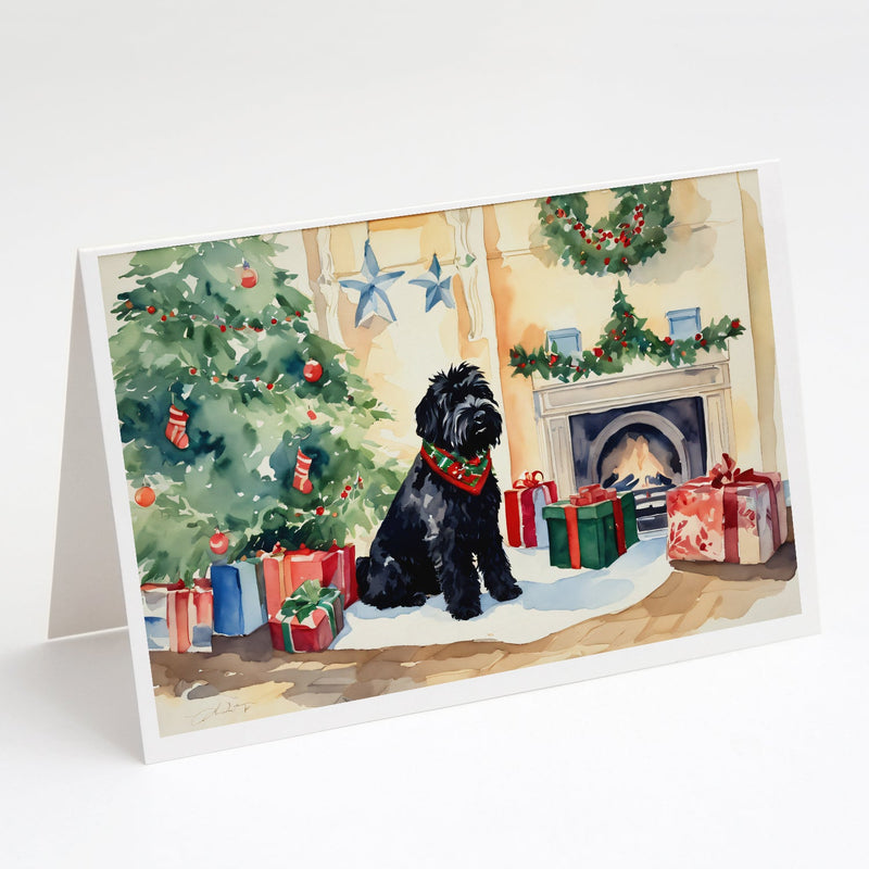 Black Russian Terrier Cozy Christmas Greeting Cards - Blank Note Cards – 8-Pack of Artist-Designed Cards with Envelopes