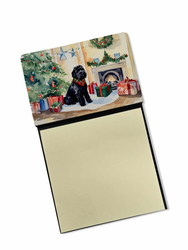 Black Russian Terrier Cozy Christmas Sticky Note Holder- Refiilable Desk Accessory Note Pad